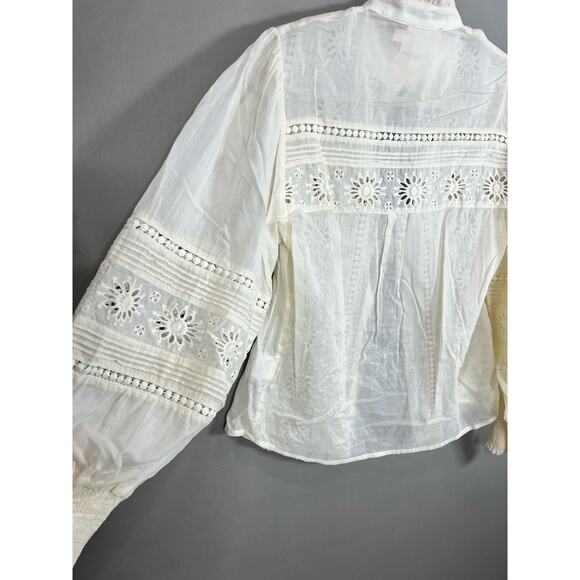 MOS The Label Mystical Embroidery Blouse 100% Cotton Ladies Size 2 Coquette - Picture 10 of 14